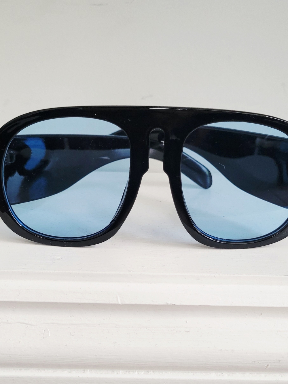 Black Frame Sunglasses with Blue Lenses